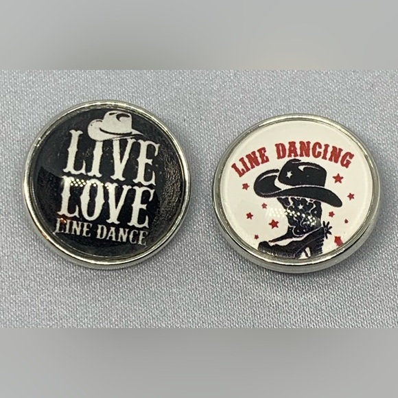 Line Dancing Snap Button Charms - Set of 2 - Picture 1 of 2